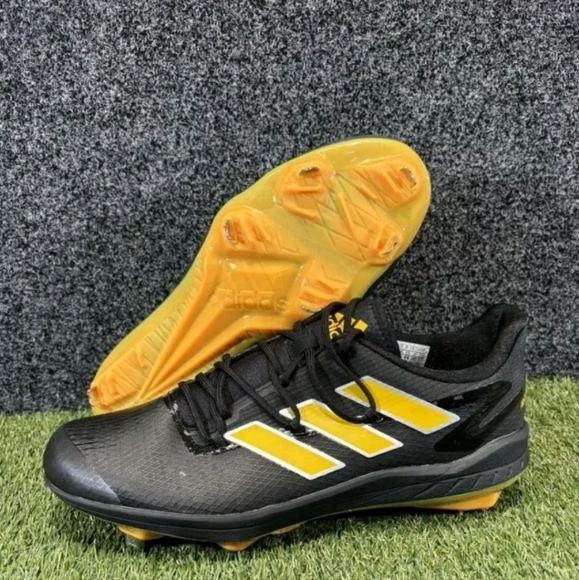 Adidas Adizero Men’s Size 12 US Baseball Shoes Cleats Black Gold Afterburner 8 - Picture 3 of 4